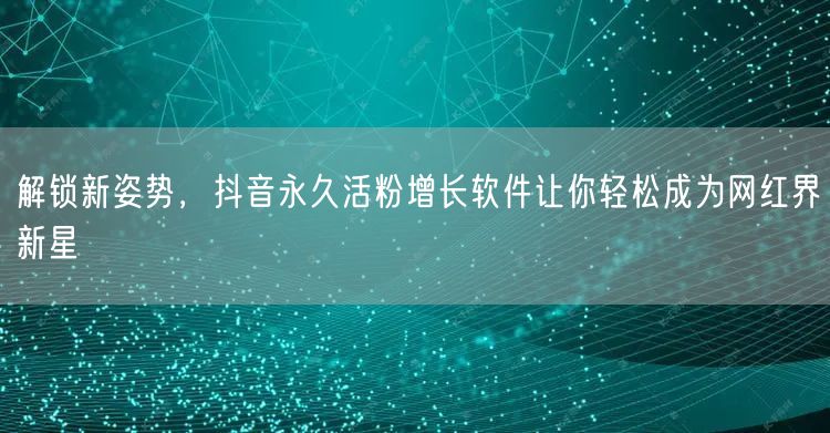 解锁新姿势，抖音永久活粉增长软件让你轻松成为网红界新星